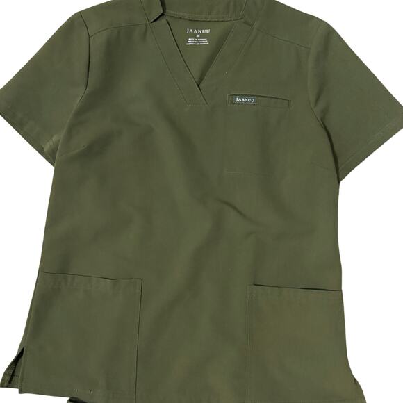 Jaanuu olive scrub set sz M w jogger pants nurse workwear scrubs green medical - Picture 8 of 8